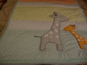 Carters Child of Mine Baby Blanket Patchwork Quilt Giraffe Family 34" x 40"  264 - Picture 1 of 9