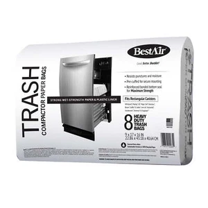 8 Heavy Duty Pre-Cuffed Paper Trash Compactor Bags for Household Waste NEW - Picture 1 of 6