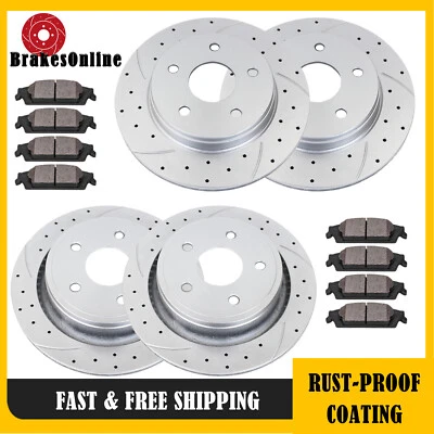 Front and Rear Brake Rotors Pads Kit for Dodge Ram 1500 Durango Slotted Brakes - Image 1 of 4