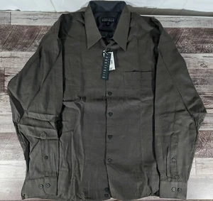 Perry Ellis Portfolio Dark Green Metallic Button Dress Shirt NWT Size 17 34/35 - Picture 1 of 7