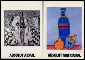 Absolut Vodka Boris Matrosov & Aidan 1990 botella arte gran anuncio impreso vintage - Imagen 1 de 1