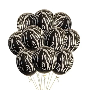 12 Count Black Zebra Stripes Party Balloons Zoo Safari Theme Birthday Pattern - Picture 1 of 1