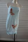 ?? No Size Sunburn Light Blue Butterfly Embroidered Sleeveless Shirred Dress ~S
