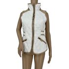 Holstark quilted puffer vest jacket small white tan trim pockets