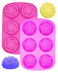 Silicone Rose Flower Cake Topper, Soap, Cake, Jelly, Chocolate, Candy, Ice 2pack - Picture 1 of 5