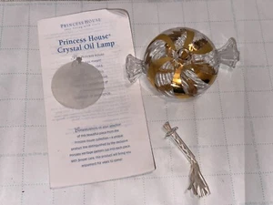 Vtg Princess House Crystal Hand Blown Glass Gold Peppermint Candy Oil Lamp - Picture 1 of 10