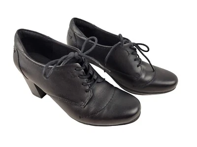 Clarks Bendables Womens Size 7 1/2 M Lace-up Black Leather Heels - Image 1 of 4