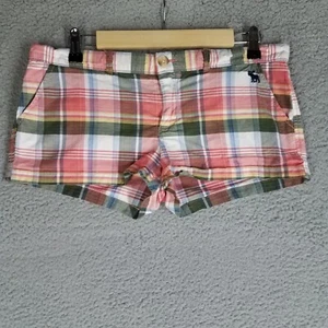 Abercrombie & Fitch Y2K Mini Chino Shorts Women's 4 Plaid Stretch Preppy 1.5" - Picture 1 of 10