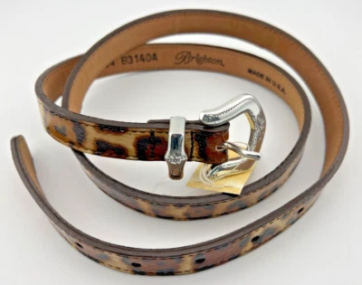 Brighton Leather Belt Animal Print Silver-Tone Buckle Size 34 B3140A With Tags - Image 1 of 3