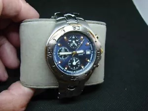 PULSAR 100M CHRONOGRAPH BLUE DIAL WRISTWATCH PARTS/REPAIR ! - Picture 1 of 5