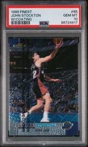 1999 Topps FINEST #85 JOHN STOCKTON avec revêtement - POP 3 - PSA 10 - Photo 1 sur 2