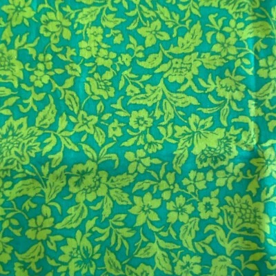 1.9 YD Green Blue Floral Fabric Sew Fun Quilting Cotton - Image 1 of 4