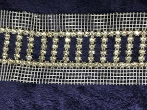 1 Yard Rhinestone Mesh Lace Trim Ribbon Bride Wedding Party Sewing Supplies DIY - Picture 1 of 1