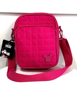 DISNEY Mickey Mouse Crossbody Shoulder Bag Hot Fuchsia Pink Quilted Purse NWT - Picture 1 of 5