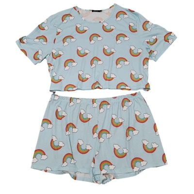 Boohoo синий Rainbow шорты и укороченный верхний пижамы комплект размер 20 - Изображение 1 из 4