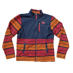 The North Face Jacket Boys Large Multicolor Striped Full Zip Fleece Zip Pocket - Picture 1 of 16