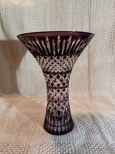 Vtg.Uniq Ajka Crystal 24% Pbo Intricat Ruby Red Hand Cut To Crystal Vase.Hungary - Picture 1 of 19