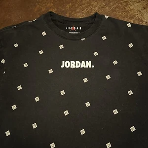 Jordan MJ Cotton All Over Print Crew TEE CZ5185-010 Size Large Jumpman Black $50 - Picture 1 of 6