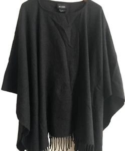 VINTAGE LAMBSWOOL BLEND 111 STATE PONCHO CAPE WOMENS BLACK MADE IN ITALY 53"x60" - Picture 1 of 21
