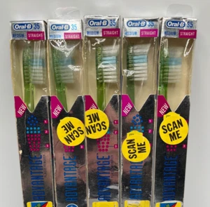 5 LOT Vintage 1993 Oral-B Advantage Toothbrush Medium 35 Full Straight INDICATOR - Picture 1 of 9