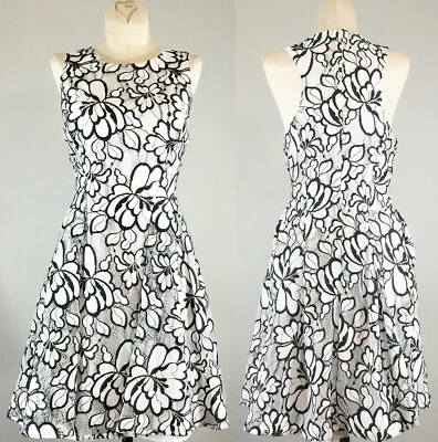 Vestido Greylin Blanco Negro Floral Encaje Talla L Para Mujer Sin Mangas Romántico Elegante Foto 1 de 4