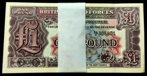 GREAT BRITAIN 1 POUND P M-22 1948 X 100 BRITISH ARMED FORCE MILITARY UNC BUNDLE - Picture 1 of 5