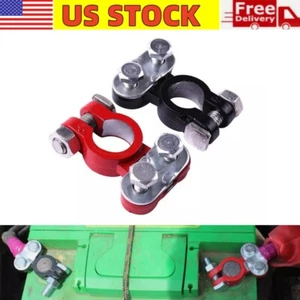 2Pcs Positive Negative Car Battery Cable Terminals Top Post Connectors Clamp Hot - Picture 1 of 12