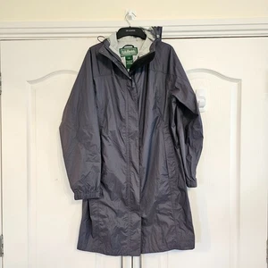 L.L. Bean Jacket Womens Trail Long Rain Coat Waterproof Lightweight Grey Size M - Picture 1 of 9