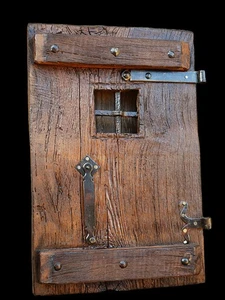 Antica portina, Porta chiodata finestra antique door scuro - Imagen 1 de 9