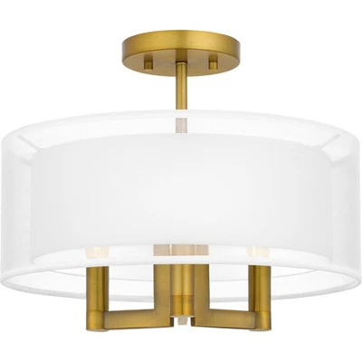 Quoizel Semi-Flush Mount 3-Light Semi-Flush Mount in Aged Brass - Image 1 of 4