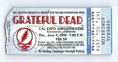Grateful Dead Mail Order Concert Ticket Stub June 9 1994 Sacramento California - Image 1 of 2