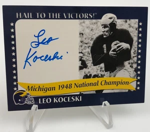 TK LEGACY LEO KOCESKI AUTO CARD National Champion 1948  MICHIGAN WOLVERINES - Picture 1 of 7