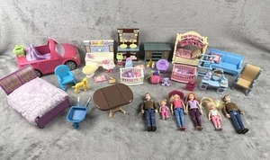 Loving Family Fisher Price Big Lot Includes Furniture, 2 Men, 2 Women + Car - Picture 1 of 16
