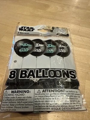 Nuevo Star Wars Mandalorian El Niño Bebé Yoda Globos Látex Fiesta Cumpleaños 8 Ct Foto 1 de 4