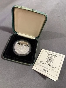 1989 PP Bermuda Monarch Butterfly Silber Dollar mit Papier & Etui - Bild 1 von 12