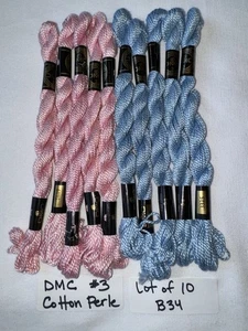 DMC Cotton Perle #3 Pearl 3689 PINK 3325 BLUE Embroidery Floss 15m/16.4y/5g B34 - Picture 1 of 3