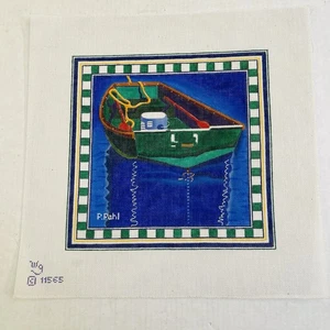 Hand Painted Needlepoint Canvas Boat Scene Nautical - Picture 1 of 4