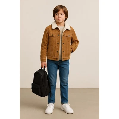 Abrigo GAP Chicos Marrón Cuello Abotonado Sherpa Forrado Con Bolsillos Talla M Foto 1 de 4