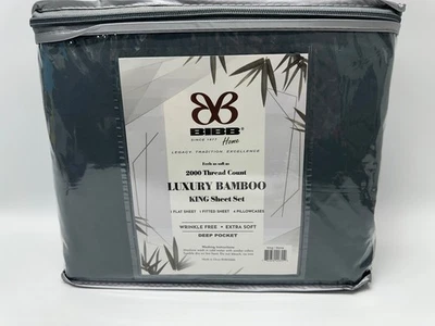 Juego de sábanas Bibb Home 6 piezas rayón de bambú - KING - gris piedra Foto 1 de 4