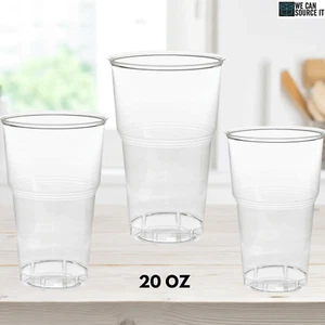 20oz Heavy Duty Clear Plastic Pint Glasses Disposable Pint Cups Party Reusable - Picture 1 of 8