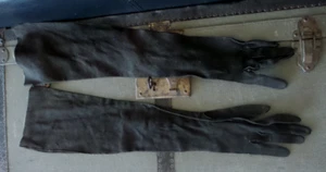 brown kid leather long gloves vintage dark chocolate made in France sz 6.5 - Picture 1 of 6