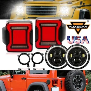 7" LED Headlights DRL+Turn Signal Tail Lights For Jeep Wrangler JL JT 2018-2024 - Picture 1 of 12