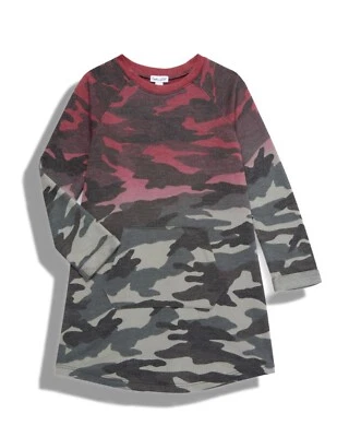 SPLENDID Girls 12  Dip-dye Camo Sweatshirt Dress in Dusty Rose - Image 1 of 3