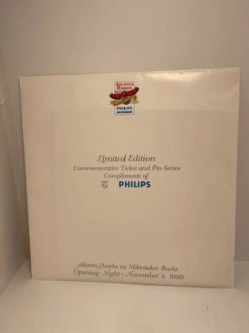 1999 Atlanta Hawks Inaugural Season Limited Edition Commemorative Ticket & Pin Cover