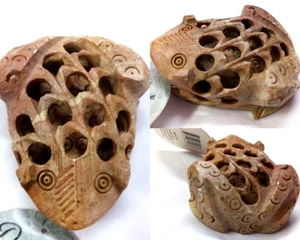 FROG STONE CARVING GENUINE NATURAL STONE HAND CARVED - Picture 1 of 14