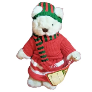 Christmas Bear Plush White Bear with Scarf Bear Soft Toy - 9 inches - Picture 1 of 4