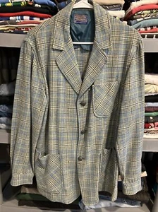 Vintage 80's Pendleton Prince of Whales Virgin Wool Blazer Men's M Blue Green - Picture 1 of 6