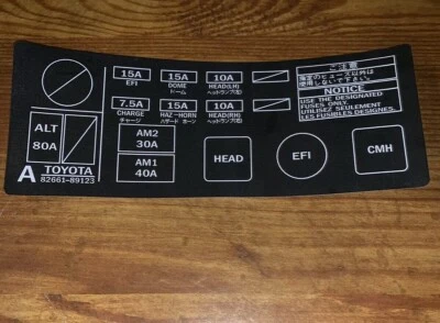 Caja de fusibles para camioneta Toyota 1989-95 V6 calcomanía pegatina repro 3VZ-E 1990 #A Foto 1 de 2