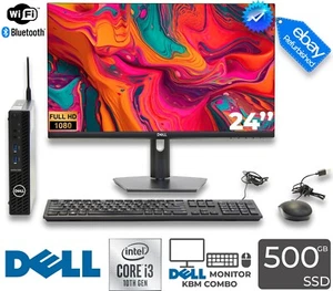 Dell OptiPlex 3080 Micro Intel i3 16GB/500GB WiFi+BT 24-inch Monitor KBM Bundle - Photo 1/17