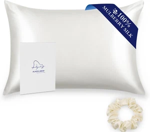 ALASKA BEAR 100% Mulberry Silk Pillowcase for Hair and Skin Health, Hypoallergen - Picture 1 of 8